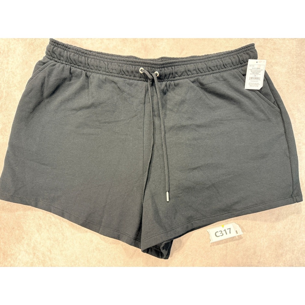 Auden Womens 1X Black Fleece Lounge Shorts NWT C-002261-01-010